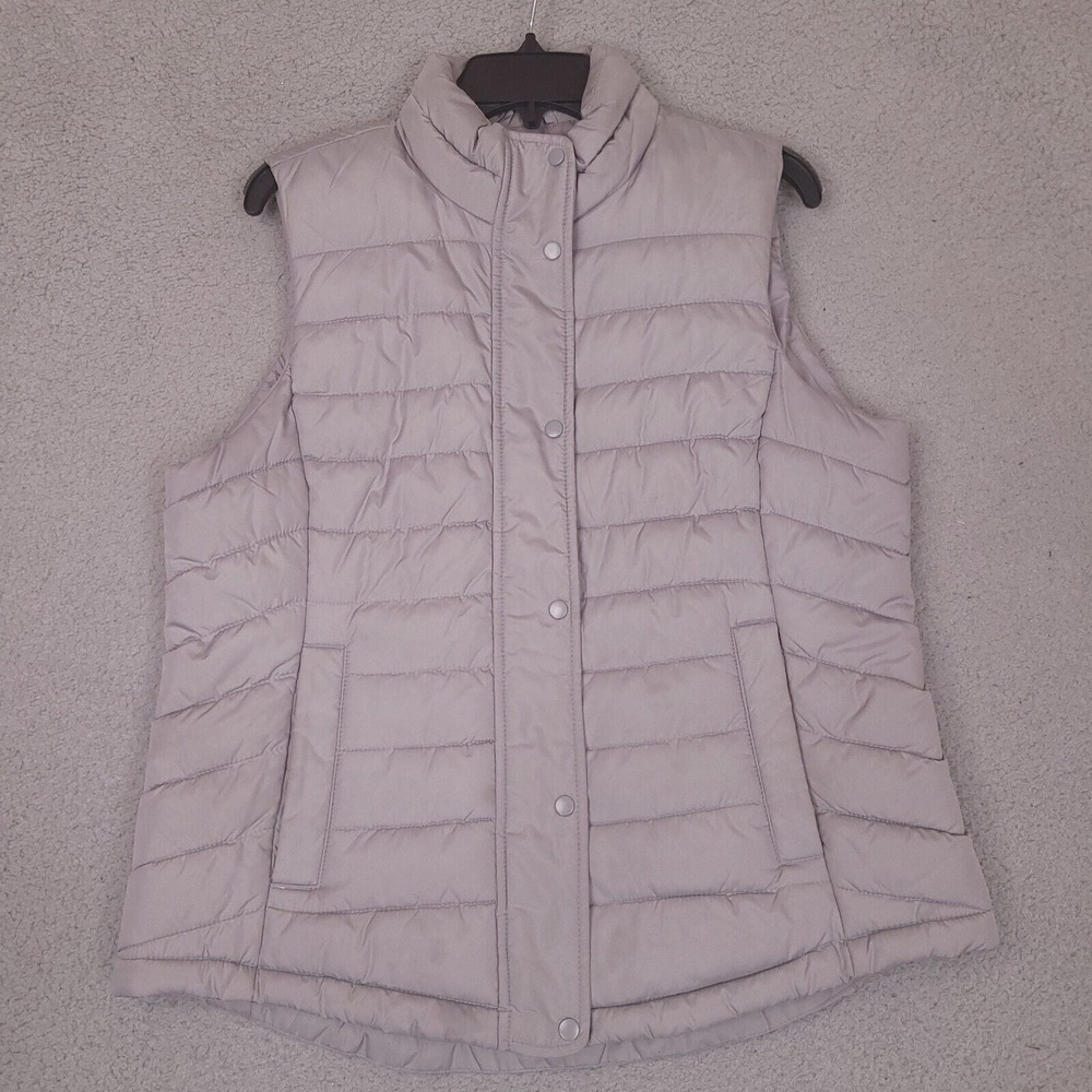 Gap Puffer Warmest Vest Women's Large Gray Full Zip Outdoor Antique Pewter